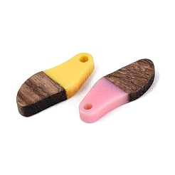 Opaque & Transparent Resin & Walnut Wood Pendants&nbsp;RESI-N053-27