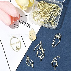 24Pcs 6 Styles Alloy Open Back Bezel Pendants&nbsp;FIND-FS0003-36