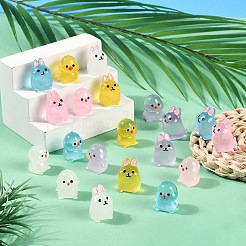 20Pcs 10 Styles Chick/Rabbit Luminous Resin Display Decorations&nbsp;DJEW-YW0001-06
