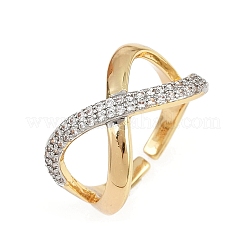 Brass Micro Pave Cubic Zirconia Cuff Rings&nbsp;RJEW-D326-03G