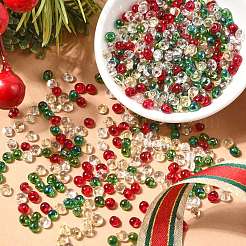 4 Colors Christmas 6/0 Transparent Fringe Glass Seed Beads&nbsp;SEED-X0058-11