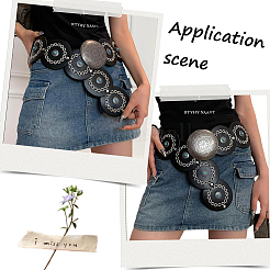 Western Retro PU Leather & Resin Imitation Gemstone Disc Chain Belts with Alloy Buckles&nbsp;AJEW-WH20060-33