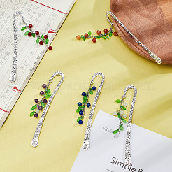 5Pcs Natural Malaysia Jade & Amethyst & Red Aventurine & Acrylic Leaf Pendant Bookmark&nbsp;AJEW-GO00055