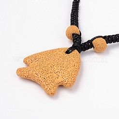 Fish Lava Rock Pendants Necklaces&nbsp;NJEW-D206-02