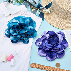 2Pcs 2 Colors Polyester Camellia Brooches&nbsp;JEWB-FG0001-64C