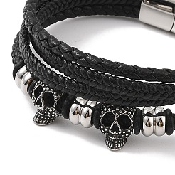 Braided Microfiber Leather Multi-strand Bracelets&nbsp;BJEW-B096-08F