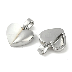 Brass Pave Natural Shell Heart Charms&nbsp;KK-P283-07P