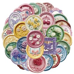 50Pcs Flower PET Stickers&nbsp;STIC-T0001-13