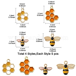 20Pcs 4 Styles Light Gold Plated Alloy Enamel Pendants&nbsp;ENAM-YW0004-47