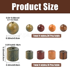 160Pcs 8 Styles Sandalwood Beads&nbsp;WOOD-YW0001-96