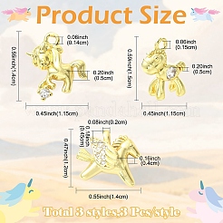 9Pcs 3 Styles Brass Micro Pave Clear Cubic Zirconia Charms&nbsp;KK-YW0004-65