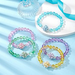 Frosted Round Synthetic Moonstone Beaded Bracelets&nbsp;BJEW-JB09469