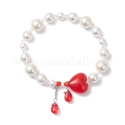 Shell Pearl & Glass Beads Charm Bracelets&nbsp;BJEW-TA00693