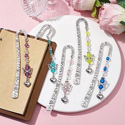Angel Acrylic & Alloy Heart Charm Bookmarks&nbsp;AJEW-JK00317
