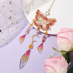 Natural Carnelian and Resin Pendant Decorations&nbsp;HJEW-TA00134-03
