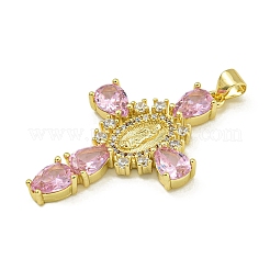 Rack Plating Brass Pave Cubic Zirconia Pendants&nbsp;KK-U029-01G-02