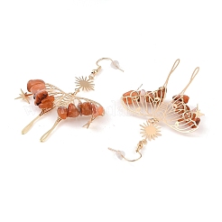 Natural Carnelian Chips Dangle Earrings&nbsp;EJEW-S214-01E