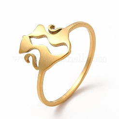 201 Stainless Steel Double Cat Finger Ring for Women&nbsp;RJEW-K239-04G
