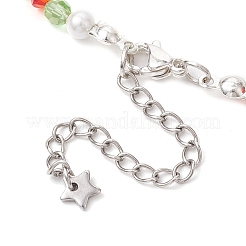 Faceted Bicone Imitation Austrian Crystal & Round Shell Pearl Beaded Bracelets for Women&nbsp;BJEW-JB10770