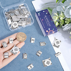 60Pcs 5 Styles Tibetan Style Alloy Pendants for Teachers' Day&nbsp;TIBEP-SC0003-05