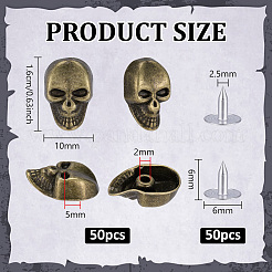 50Pcs Skull Alloy Rivets&nbsp;FIND-PH0062-01B