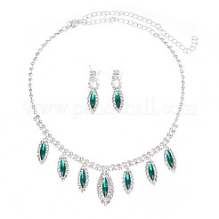 Horse Eye Rhinestone Pendant Necklaces & Stud Dangle Earrings Sets for Women&nbsp;WG365F8-04