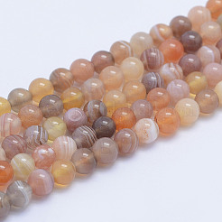 Natural Botswana Agate Beads Strands&nbsp;G-F530-04-4mm