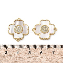 Brass Micro Pave Clear Cubic Zirconia Cross Connector Charms&nbsp;KK-U070-09B-G