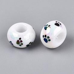 UV Plating Printed Opaque Acrylic European Beads&nbsp;MACR-N018-05A