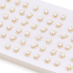 Brass & Natural Pearl Stud Earrings&nbsp;PEAR-N020-WX05