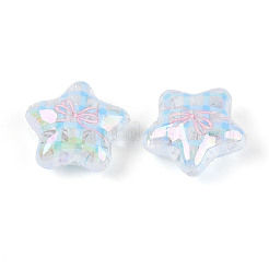 UV Plating Printed Transparent Acrylic Beads&nbsp;PACR-N017-02B