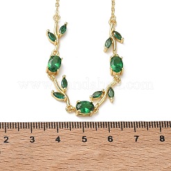 Brass Pave Cubic Zirconia Rose Flower Link Cable Chain Necklaces for Women&nbsp;NJEW-C121-05B-08G