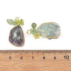 Raw Rough Natural Green Fluorite Copper Wire Wrapped Pendants&nbsp;PALLOY-JF06061-01