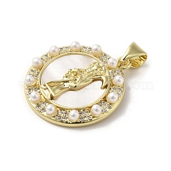 Brass Pave Shell Pendants&nbsp;KK-I708-16M-G