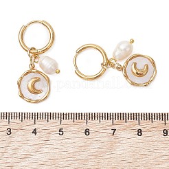 2 Pairs 2 Styles 304 Stainless Steel & Natural Shell Hoop Earrings&nbsp;EJEW-JE06946