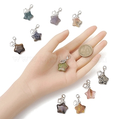 Star Natural & Synthetic Mixed Stone Pendant Decorations&nbsp;HJEW-JM04667