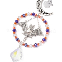 Halloween Ghost Bat Moon Alloy Hanging Ornaments&nbsp;HJEW-TA00174