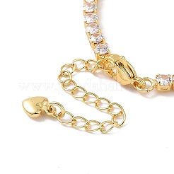 Clear Cubic Zirconia Heart Pendant Necklace with Tennis Chains&nbsp;NJEW-E042-02G