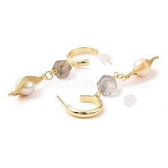 Brass Wire Wrap Half Hoop Earrings&nbsp;EJEW-K252-02G