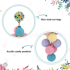 3 Pairs 3 Colors Candy Color Acrylic Cluster Dangle Stud Earrings&nbsp;EJEW-FI0001-18
