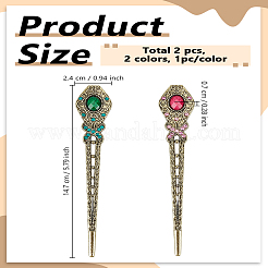 2Pcs 2 Colors Vintage Alloy Hair Sticks&nbsp;OHAR-LP0004-01B