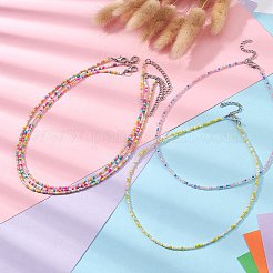 Luster Glass Seed Beaded Necklace with Alloy Clasps&nbsp;NJEW-JN04366