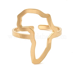 Hollow Africa Map 304 Stainless Steel Open Cuff Rings for Women&nbsp;RJEW-N048-03G