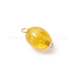 Golden Metal Enlaced Plating Acrylic Oval Connector Charms&nbsp;PALLOY-JF04347