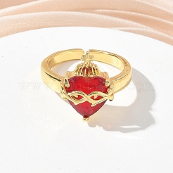 Brass & Glass Cuff Open Rings for Women&nbsp;KK-CBA760A-01C-G