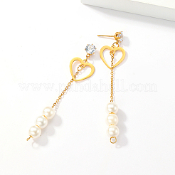 Golden 304 Stainless Steel Dangle Stud Earrings&nbsp;CL0746-2