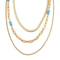 Golden Tone 304 Stainless Steel 3 Layer Necklaces for Women&nbsp;NJEW-A032-03G-02