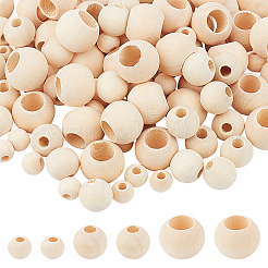 120Pcs 3 Style Natural Wood Beads&nbsp;WOOD-OC0001-92