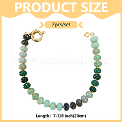 2Pcs Natural Mixed Gemstone Beads Stretch Bracelets&nbsp;BJEW-HY0002-03B