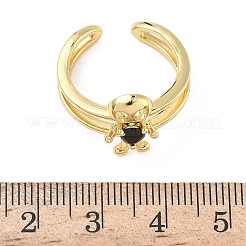Brass Micro Pave Cubic Zirconia Cuff Rings&nbsp;RJEW-G364-03G-01